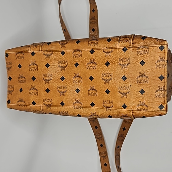 Authentic MCM Monogram Vintage Shoulder Tote Bag Cognac Visetos - Picture 14 of 16